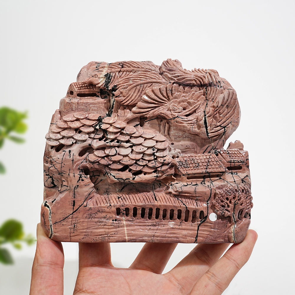 Unique,A Slightly Imperfect Natural Crystal Carving Picture Jasper Landscape