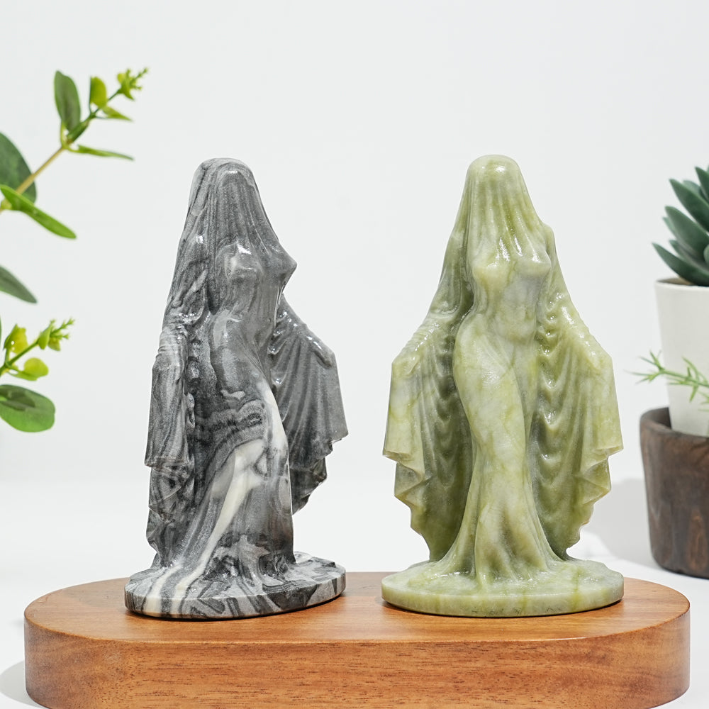Natural Crystal Mysterious Veiled Spirit Woman Carving