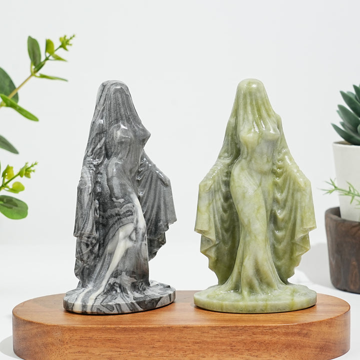 Natural Crystal Mysterious Veiled Spirit Woman Carving