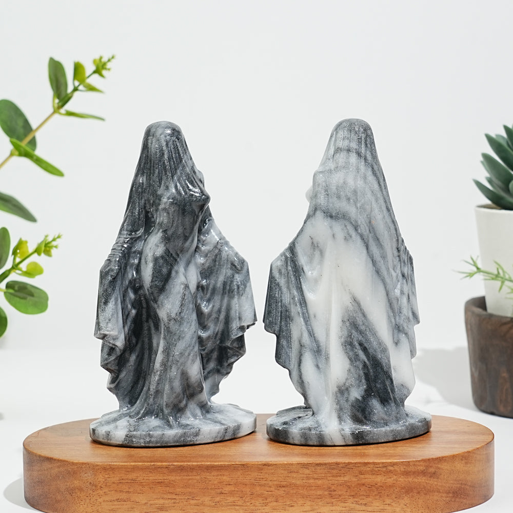 Natural Crystal Mysterious Veiled Spirit Woman Carving