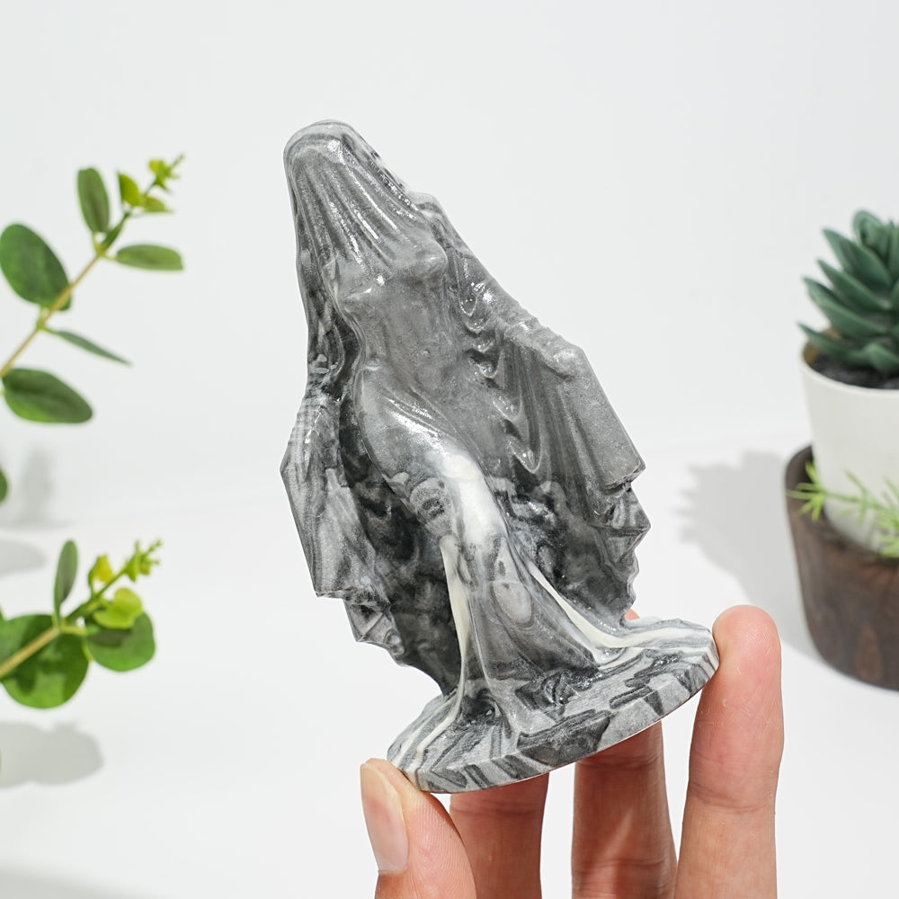 Natural Crystal Mysterious Veiled Spirit Woman Carving