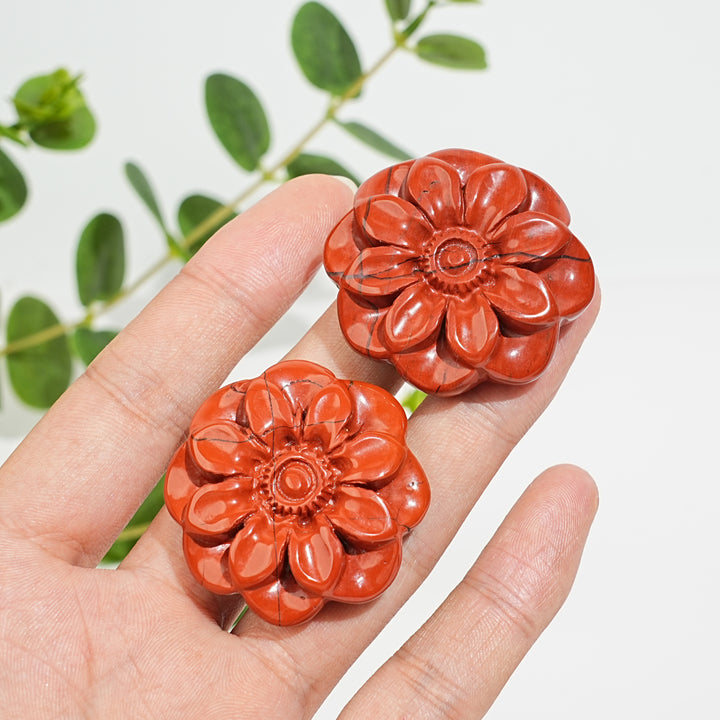 Natural Red Jasper Sakura Flower Carving