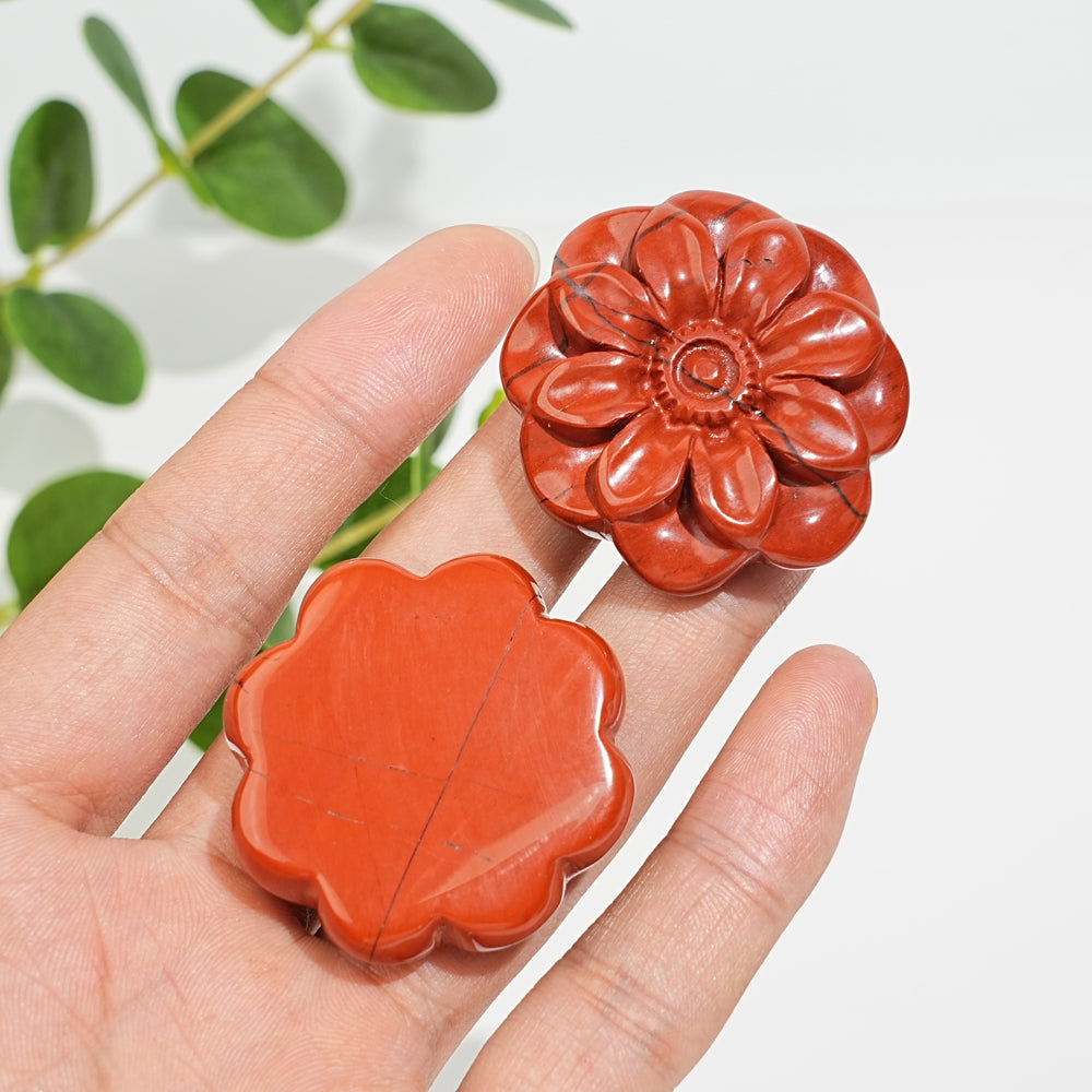 Natural Red Jasper Sakura Flower Carving