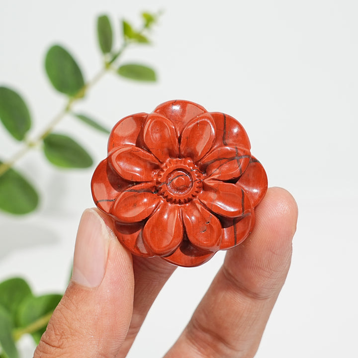 Natural Red Jasper Sakura Flower Carving