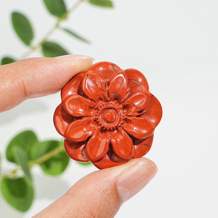 Natural Red Jasper Sakura Flower Carving
