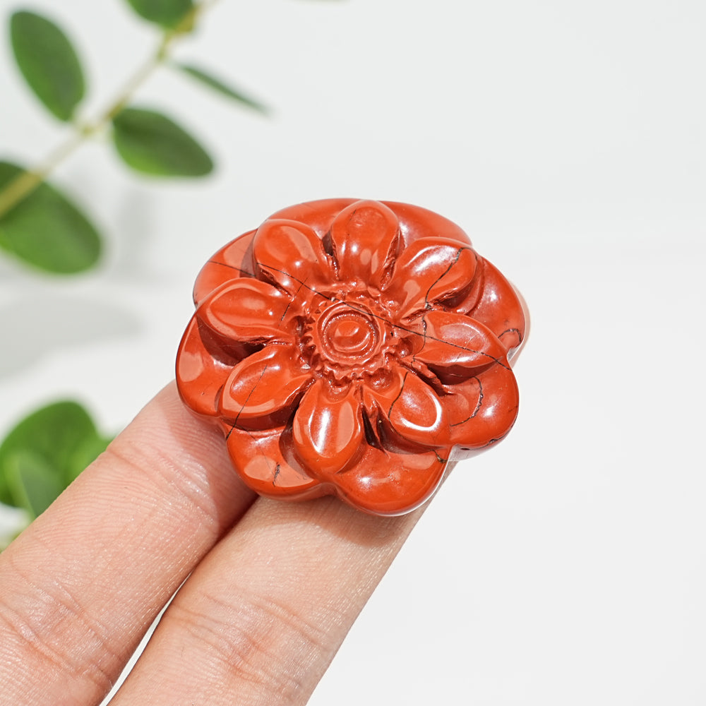 Natural Red Jasper Sakura Flower Carving
