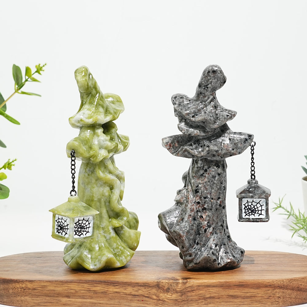 Natural Crystal Lantern Witch Carving
