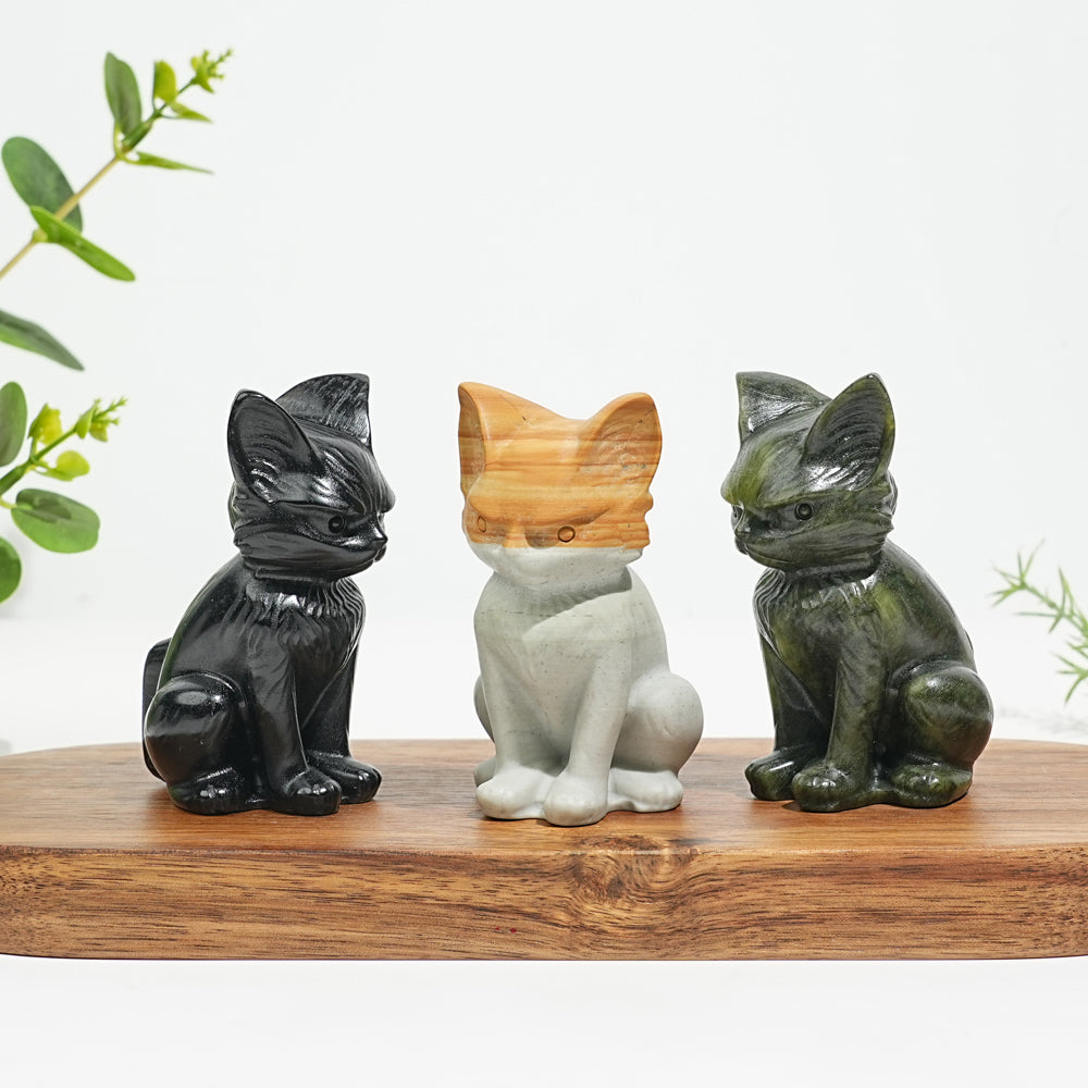 Natural Crystal Moody Sitting Cat Carving