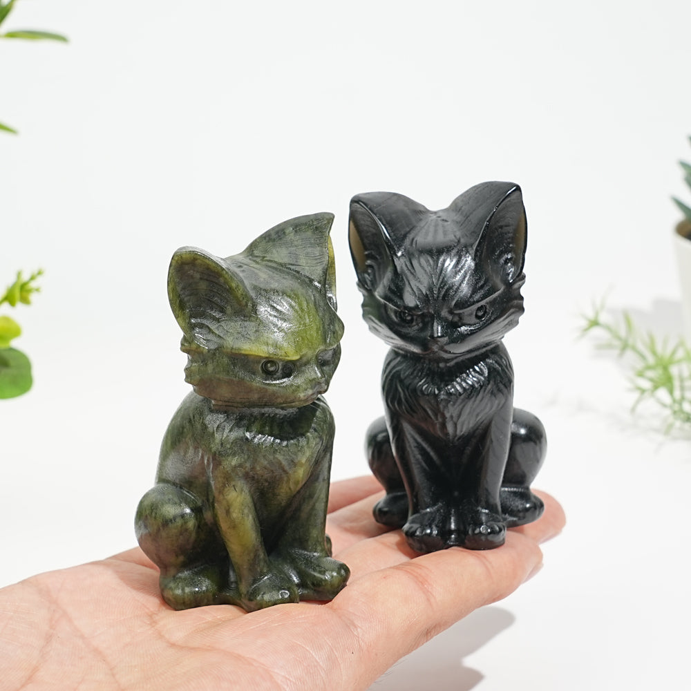 Natural Crystal Moody Sitting Cat Carving