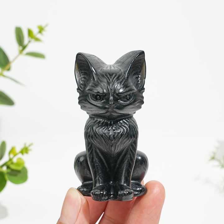Natural Crystal Moody Sitting Cat Carving
