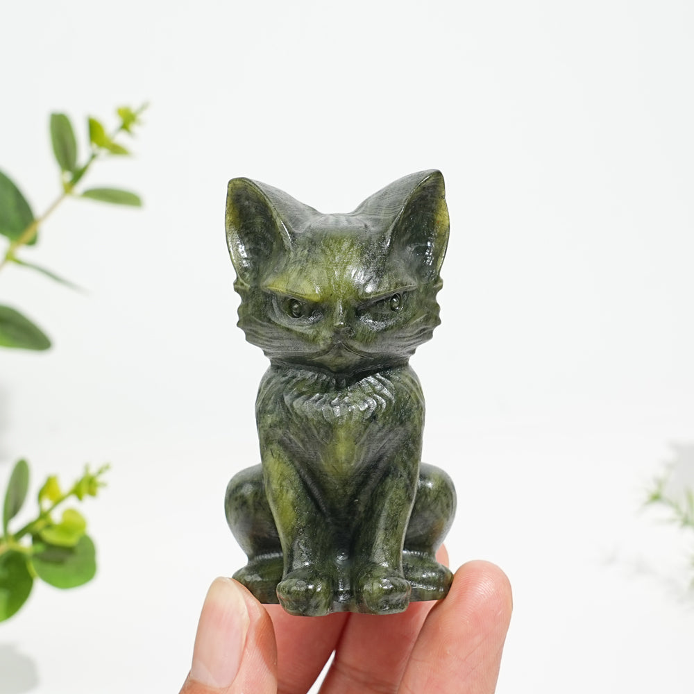 Natural Crystal Moody Sitting Cat Carving