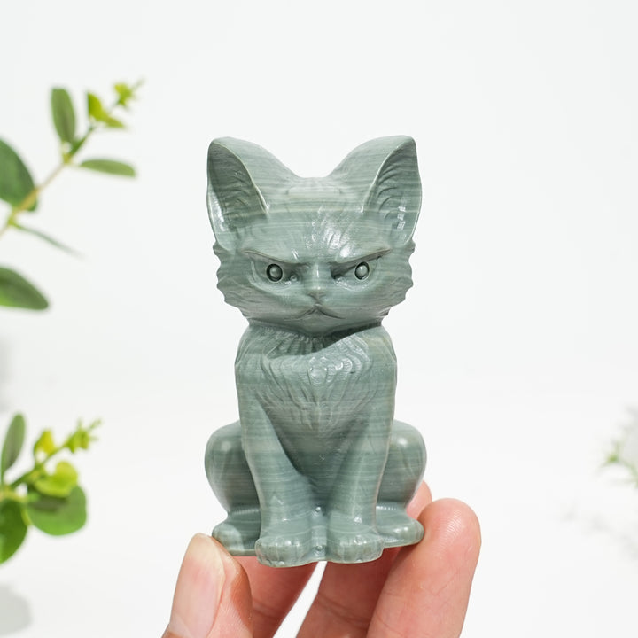 Natural Crystal Moody Sitting Cat Carving