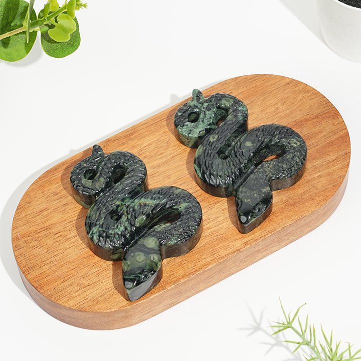 Natural Crystal Kambaba Jasper Serpent Carving