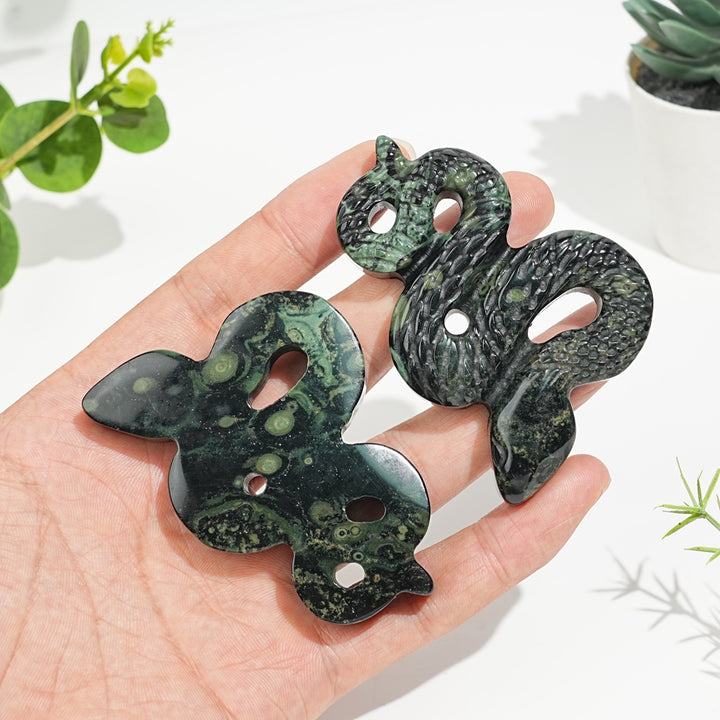 Natural Crystal Kambaba Jasper Serpent Carving