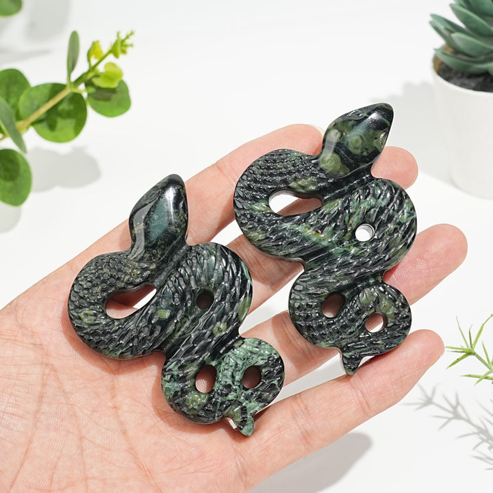 Natural Crystal Kambaba Jasper Serpent Carving