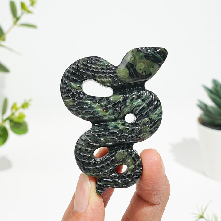 Natural Crystal Kambaba Jasper Serpent Carving