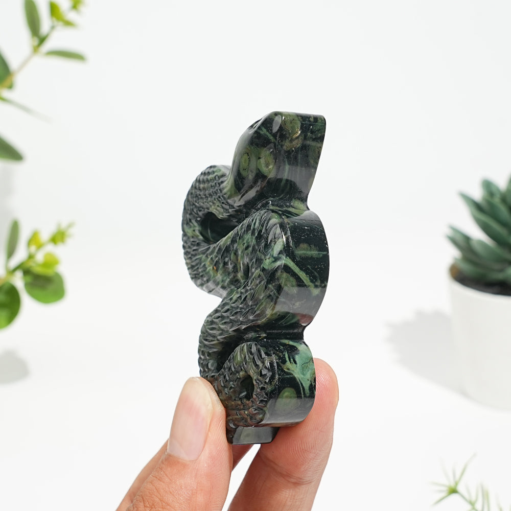 Natural Crystal Kambaba Jasper Serpent Carving