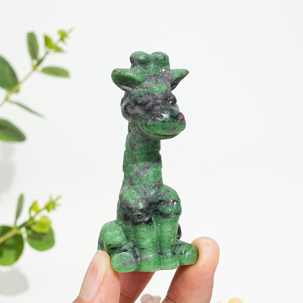 Natural Crystal Sweet Seated Giraffe Mini Carving