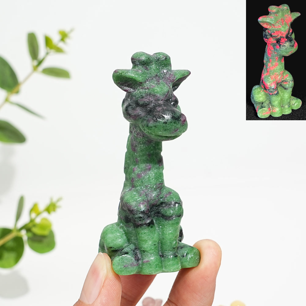Natural Crystal Sweet Seated Giraffe Mini Carving