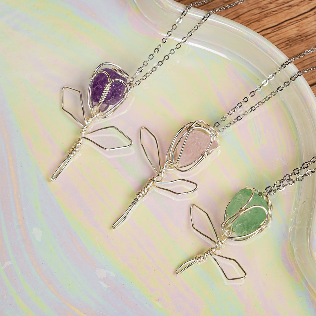 Natural Raw Stone Rose Pendant