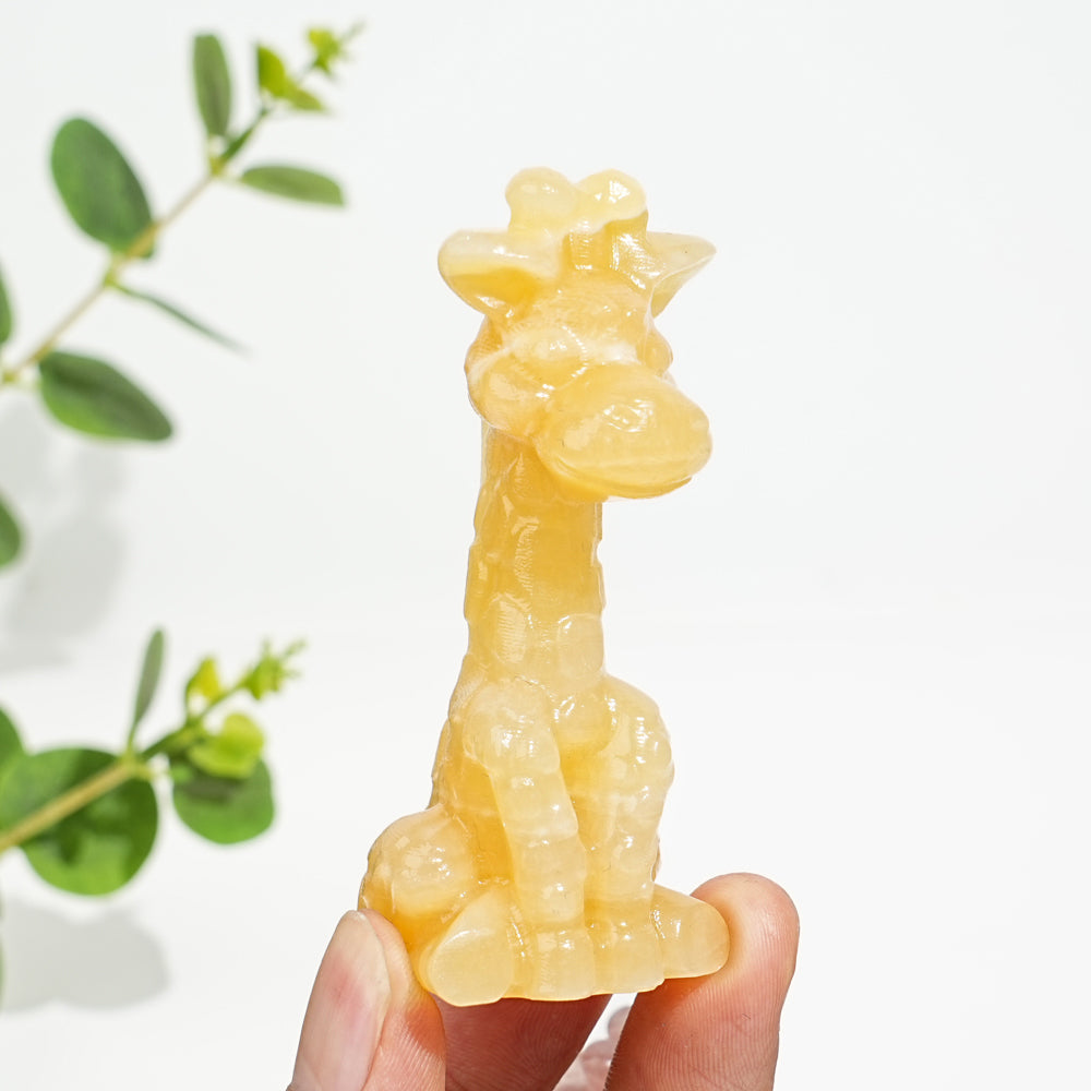 Natural Crystal Sweet Seated Giraffe Mini Carving