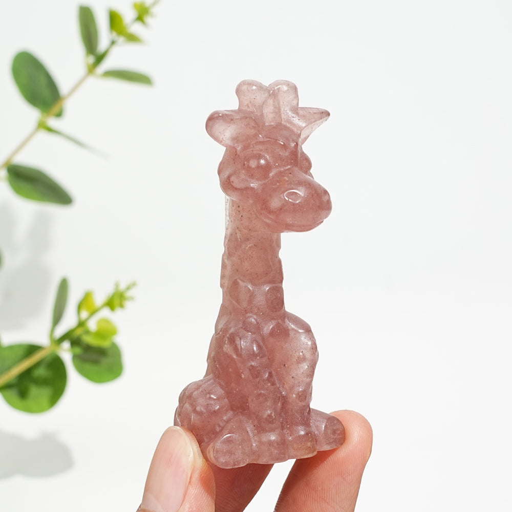 Natural Crystal Sweet Seated Giraffe Mini Carving