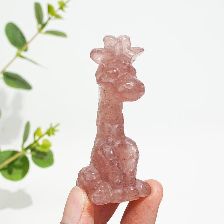 Natural Crystal Sweet Seated Giraffe Mini Carving