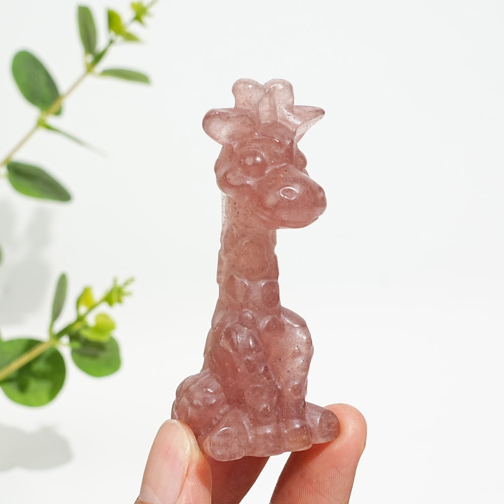 Natural Crystal Sweet Seated Giraffe Mini Carving