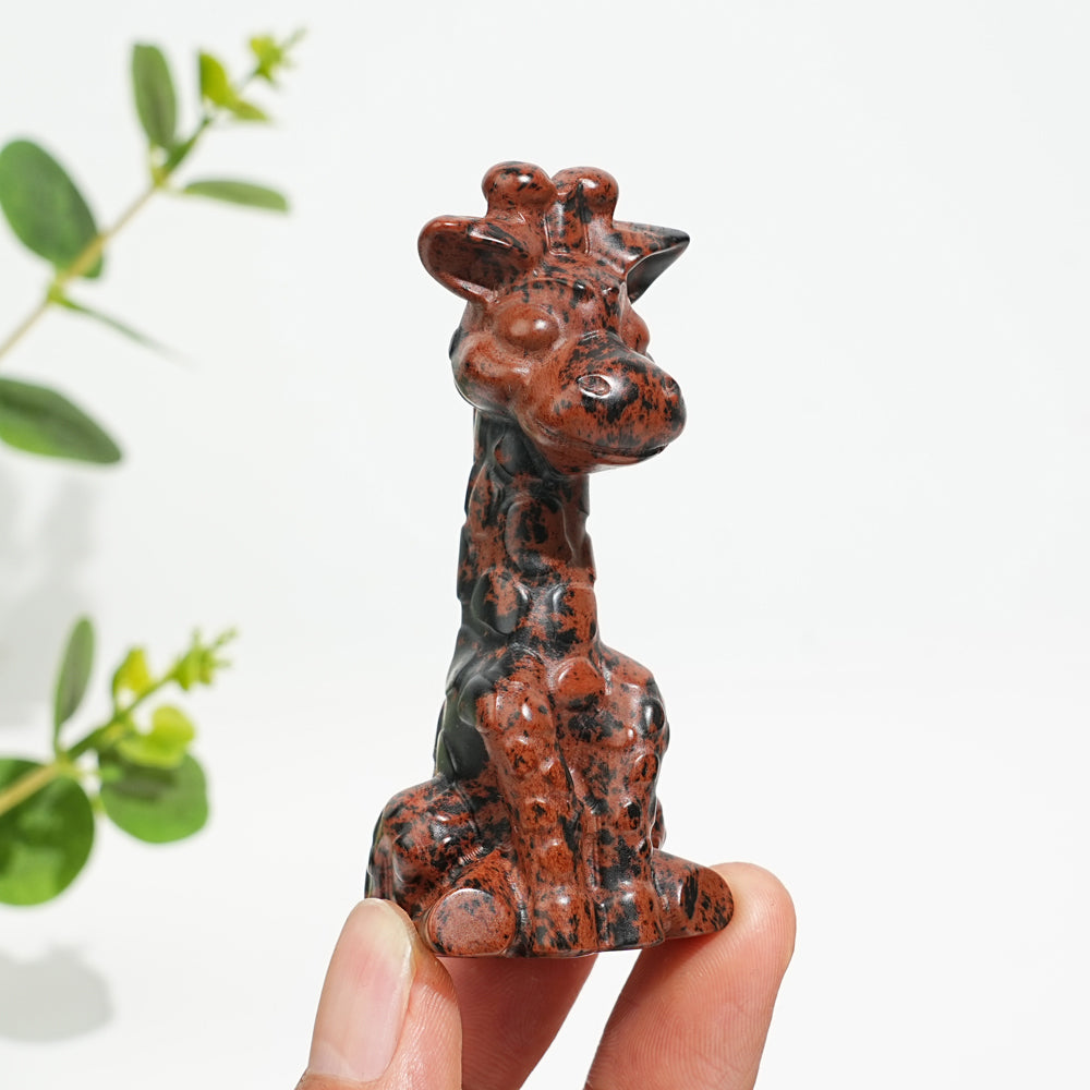 Natural Crystal Sweet Seated Giraffe Mini Carving