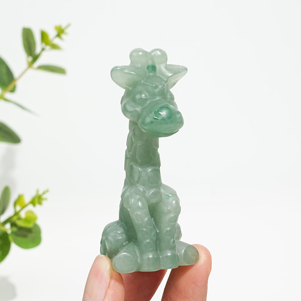 Natural Crystal Sweet Seated Giraffe Mini Carving