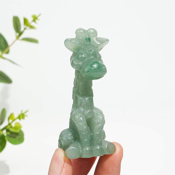 Natural Crystal Sweet Seated Giraffe Mini Carving