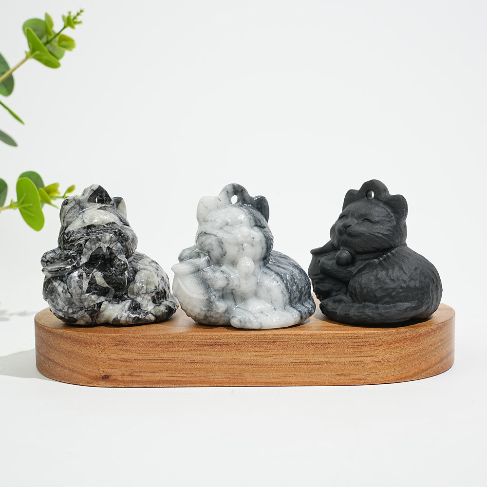 Natural Crystal Carving Cute Smiling Cat