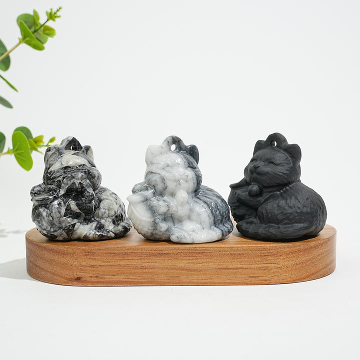 Natural Crystal Carving Cute Smiling Cat