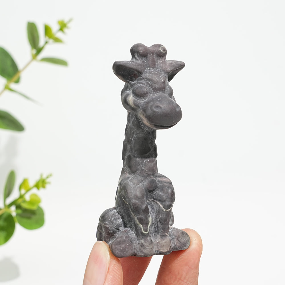Natural Crystal Sweet Seated Giraffe Mini Carving