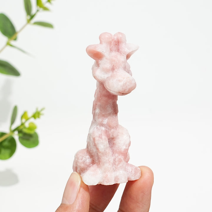 Natural Crystal Sweet Seated Giraffe Mini Carving