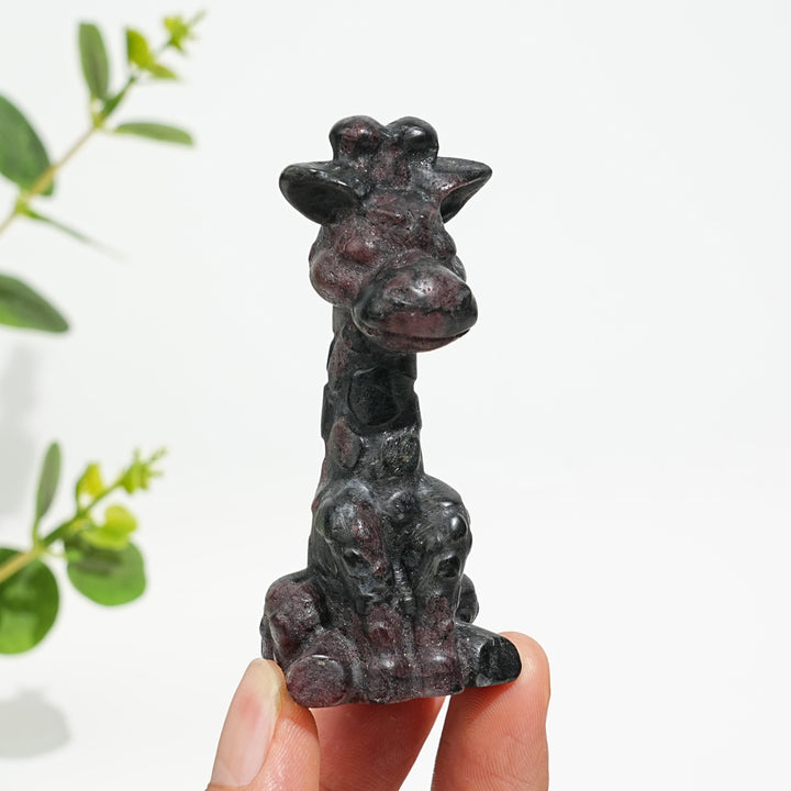 Natural Crystal Sweet Seated Giraffe Mini Carving