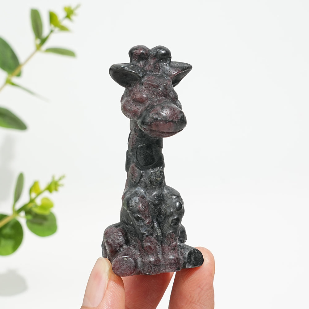 Natural Crystal Sweet Seated Giraffe Mini Carving