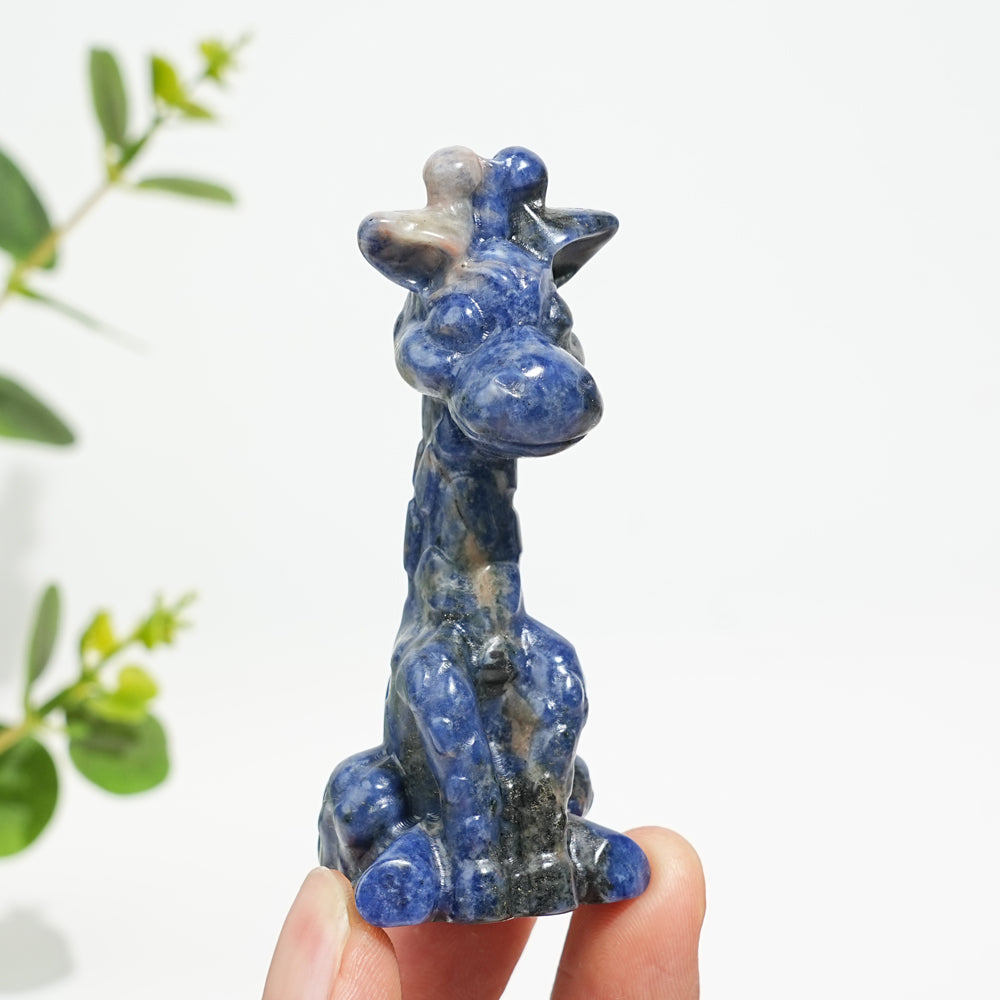 Natural Crystal Sweet Seated Giraffe Mini Carving