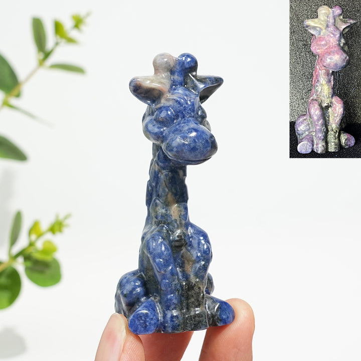 Natural Crystal Sweet Seated Giraffe Mini Carving