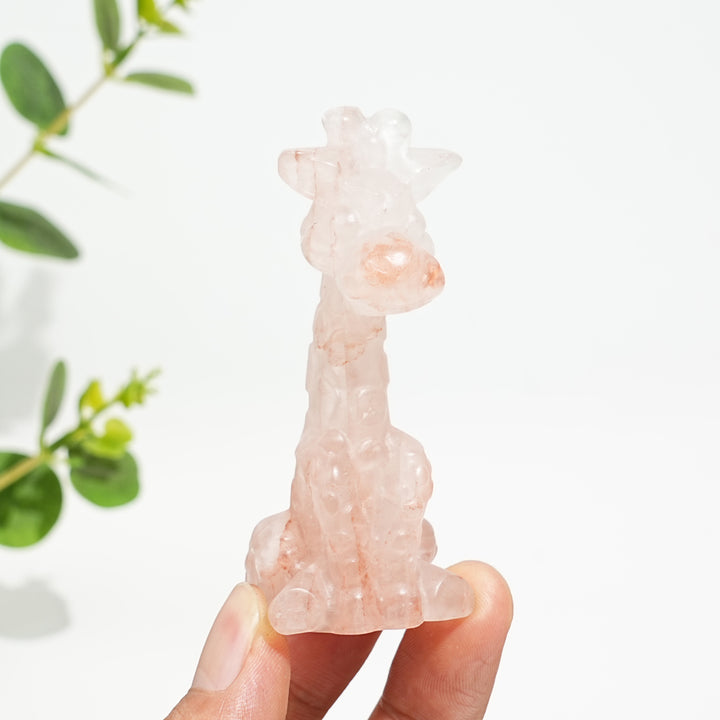 Natural Crystal Sweet Seated Giraffe Mini Carving