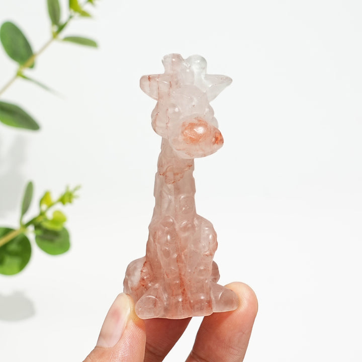 Natural Crystal Sweet Seated Giraffe Mini Carving