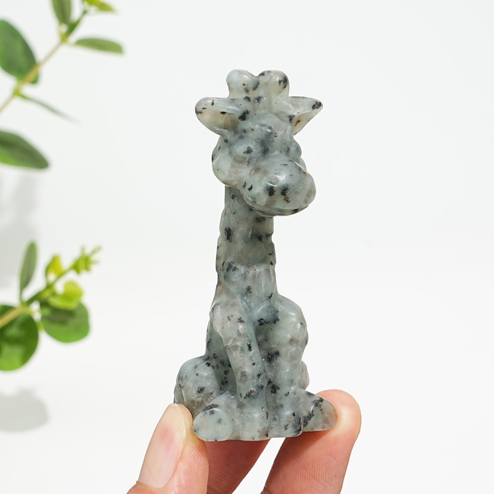 Natural Crystal Sweet Seated Giraffe Mini Carving