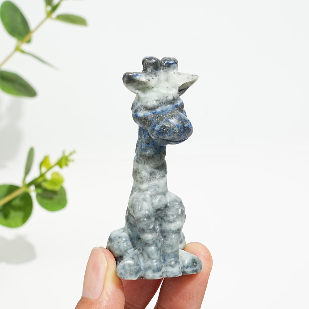 Natural Crystal Sweet Seated Giraffe Mini Carving