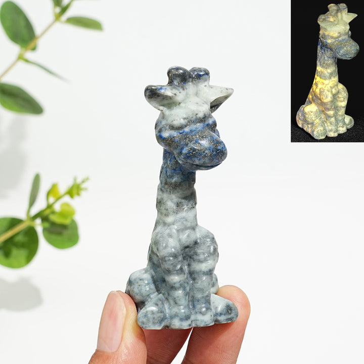 Natural Crystal Sweet Seated Giraffe Mini Carving