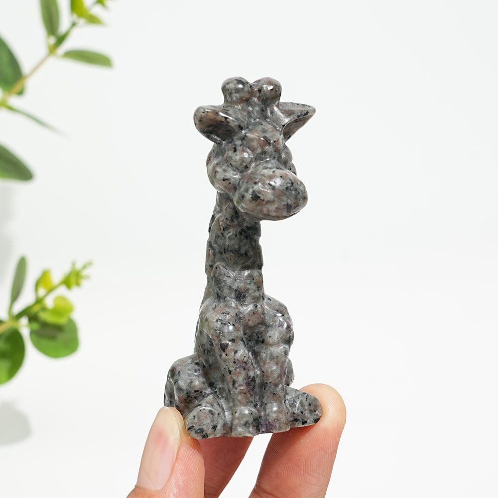 Natural Crystal Sweet Seated Giraffe Mini Carving