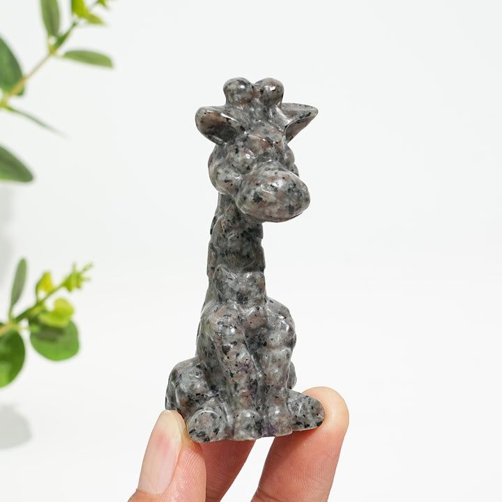 Natural Crystal Sweet Seated Giraffe Mini Carving