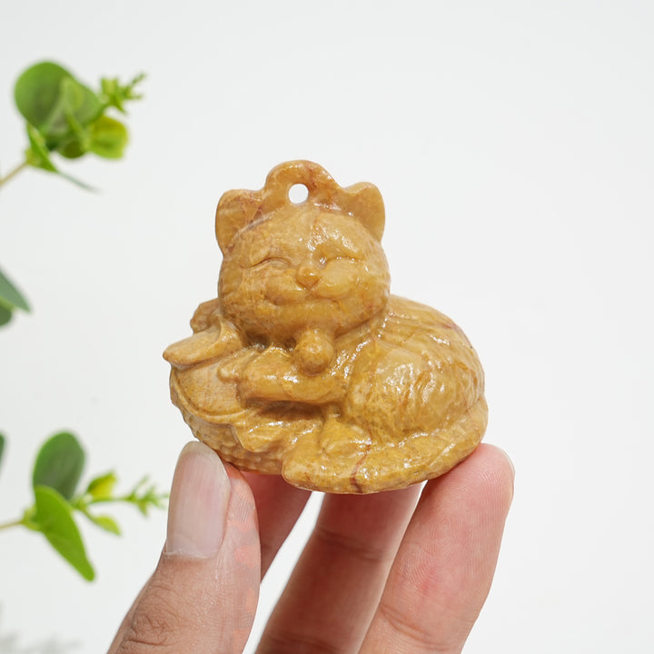Natural Crystal Carving Cute Smiling Cat