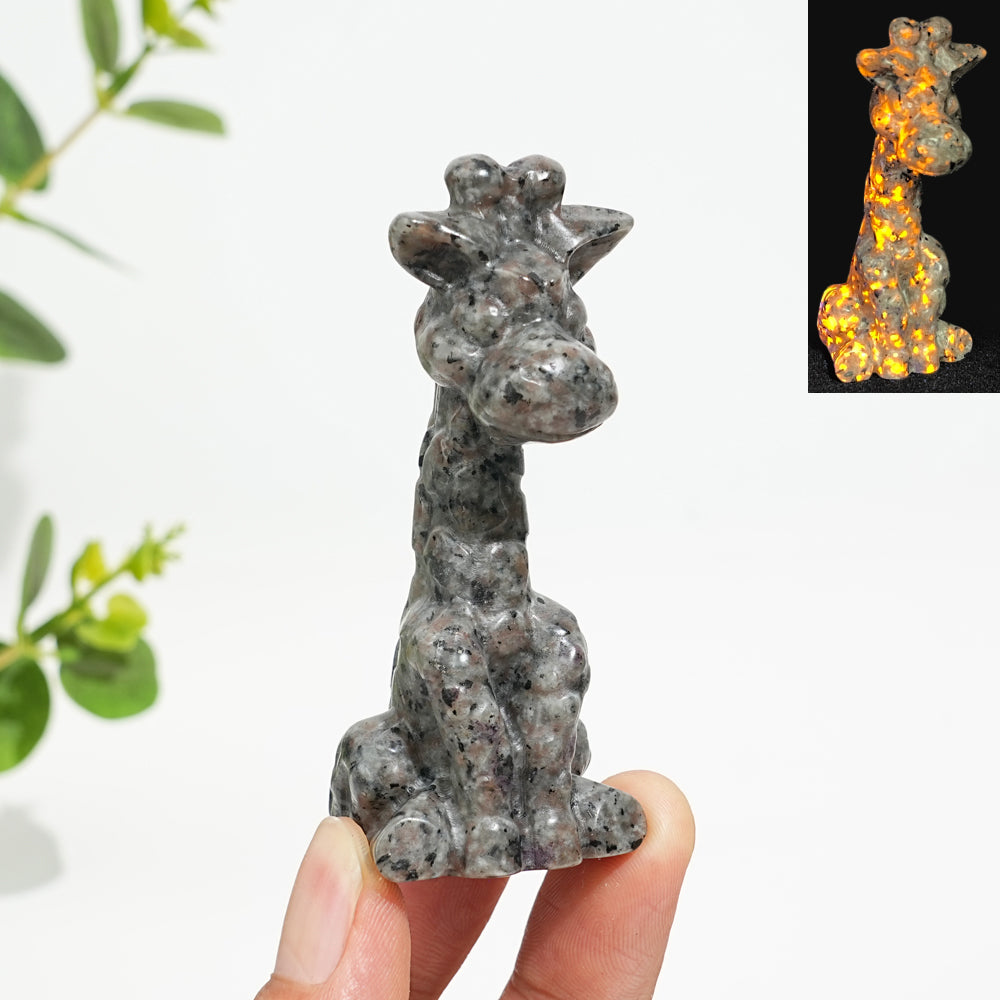 Natural Crystal Sweet Seated Giraffe Mini Carving