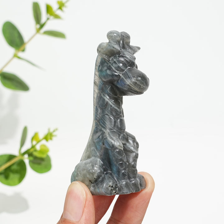 Natural Crystal Sweet Seated Giraffe Mini Carving