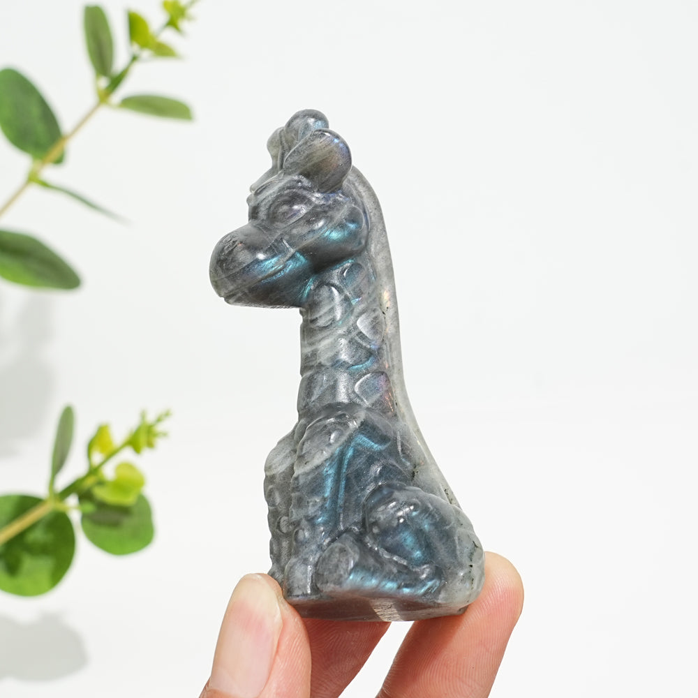 Natural Crystal Sweet Seated Giraffe Mini Carving